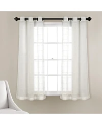 Farmhouse Textured Grommet Sheer Window Curtain Panels