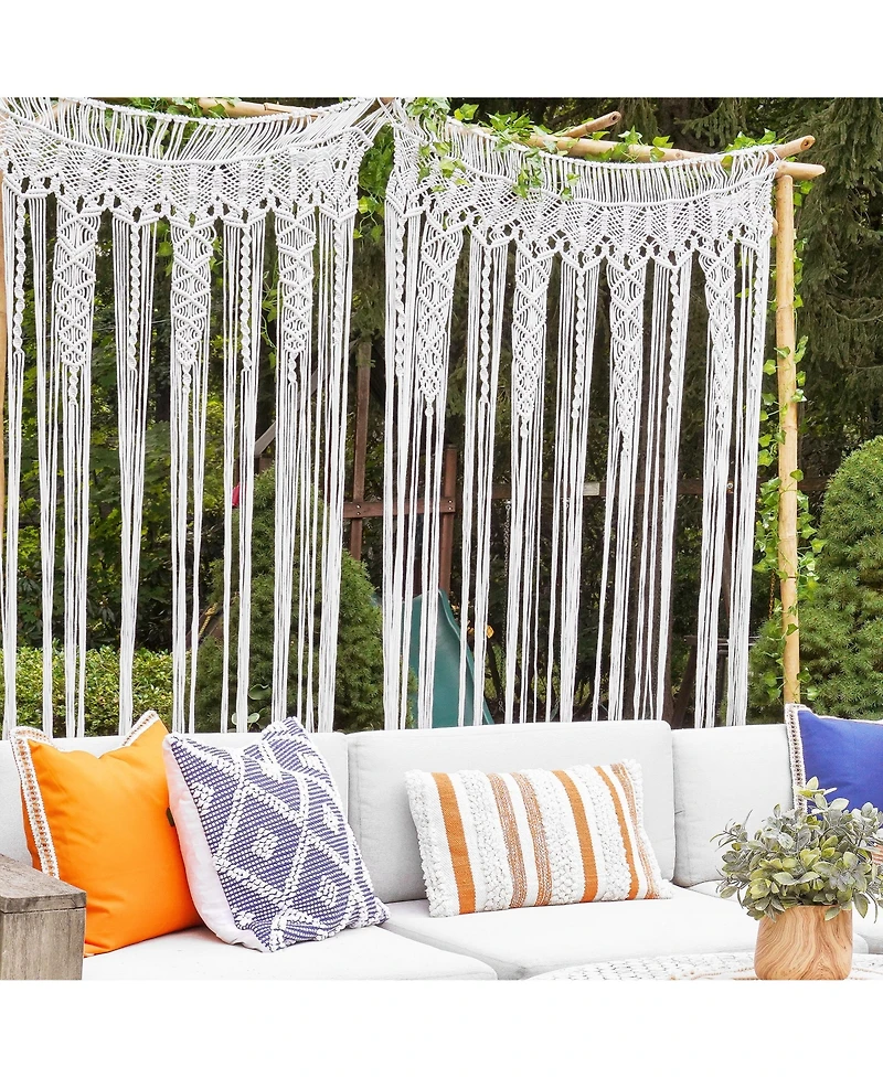 Boho Macrame Textured Cotton Window Curtain/Room Divider/Doorway/Wall Decor