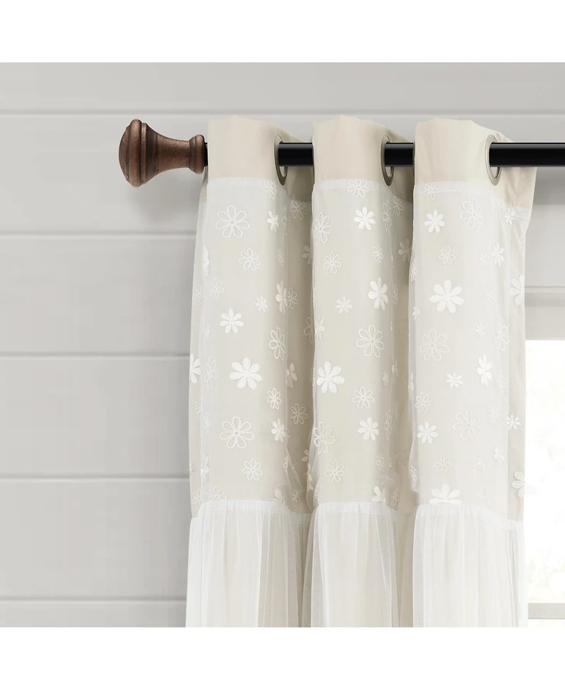 Dylin Flower Embroidery Window Curtain Panel