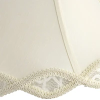Springcrest Cream Scalloped Gallery Medium Bell Lamp Shade 7" Top x 14" Bottom x 12.5" High (Spider) Replacement with Harp and Finial