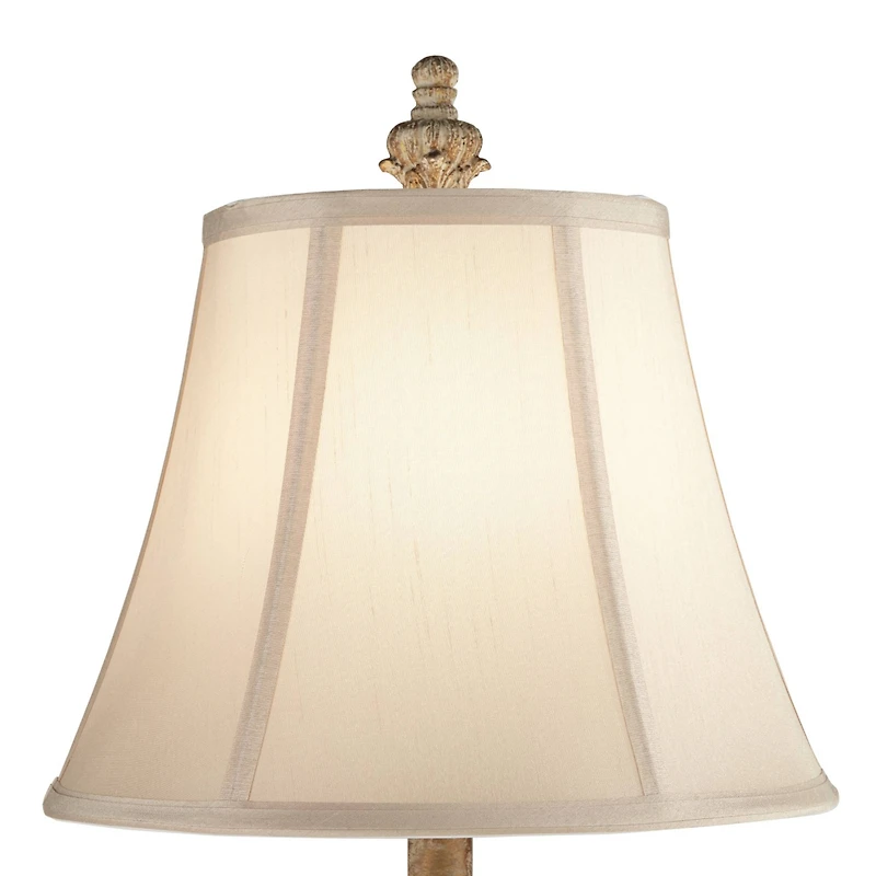 Elize Traditional French Country Style Vintage like White Washed Candlestick Table Lamps 26.5" High Set of 2 Bell Shade for Living Room Bedroom H