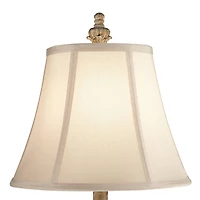 Elize Traditional French Country Style Vintage like White Washed Candlestick Table Lamps 26.5" High Set of 2 Bell Shade for Living Room Bedroom H