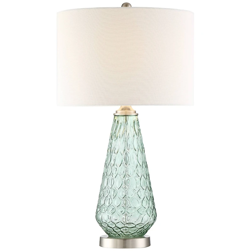 360 Lighting Julia Modern Table Lamp 26 1/2" High Green Glass White Drum Shade for Bedroom Living Room Bedside Nightstand Office Kids Family Hous