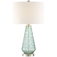 360 Lighting Julia Modern Table Lamp 26 1/2" High Green Glass White Drum Shade for Bedroom Living Room Bedside Nightstand Office Kids Family Hous