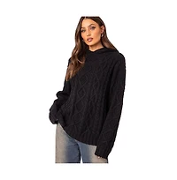 Edikted Women's Oversized cable knit sweater hoodie