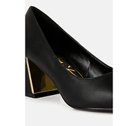 Casey Metallic Detail Block Heel Pumps Women