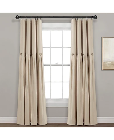Linen Button 100% Lined Blackout Window Curtain Panel