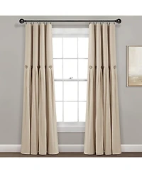 Linen Button 100% Lined Blackout Window Curtain Panel