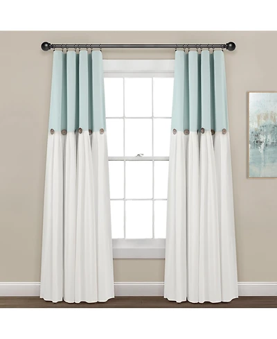 Linen Button 100% Lined Blackout Window Curtain Panel