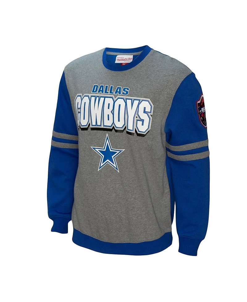 Men's Mitchell & Ness Royal Dallas Cowboys All Over 2.0 Pullover Sweatshirt