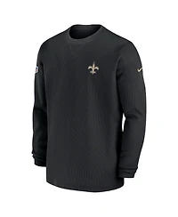 Men's Nike Black New Orleans Saints 2023 Sideline Throwback Heavy Brushed Waffle Long Sleeve T-shirt