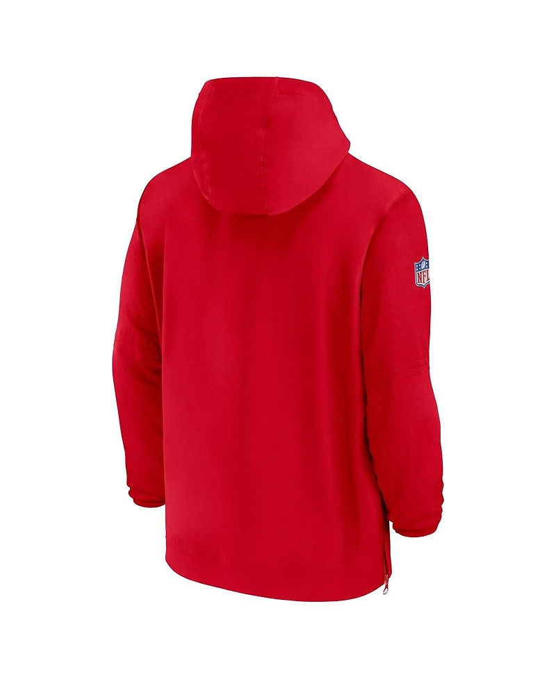 Men's Nike Red New England Patriots Sideline Quarter-Zip Hoodie