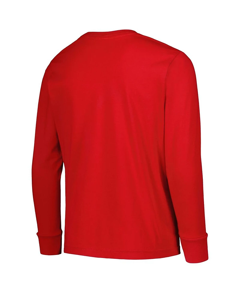 Big Boys Mitchell & Ness Red Washington Capitals Throwback Logo Long Sleeve T-shirt
