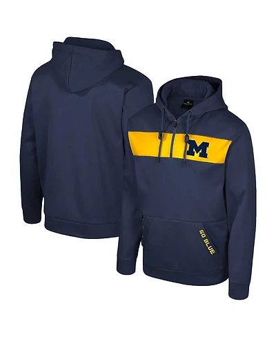 Men's Colosseum Navy Michigan Wolverines Quarter-Zip Hoodie