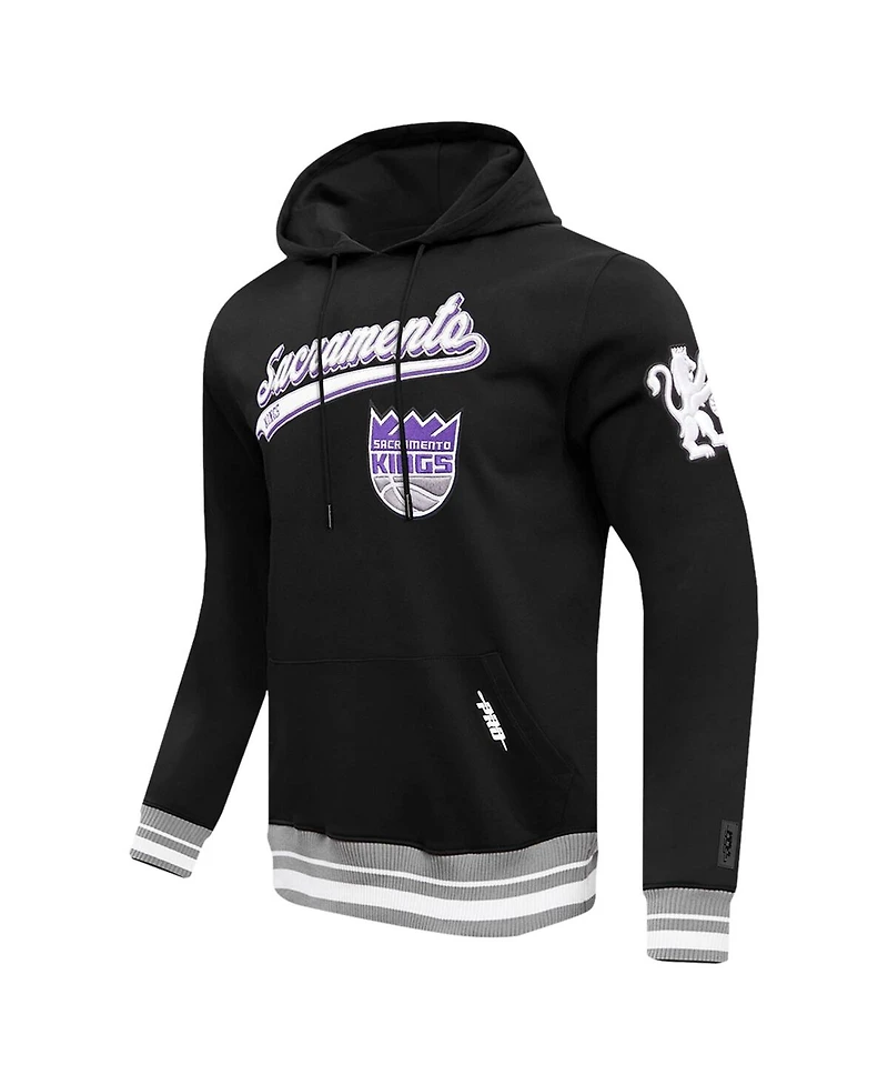 Men's Pro Standard Black Sacramento Kings Script Tail Pullover Hoodie
