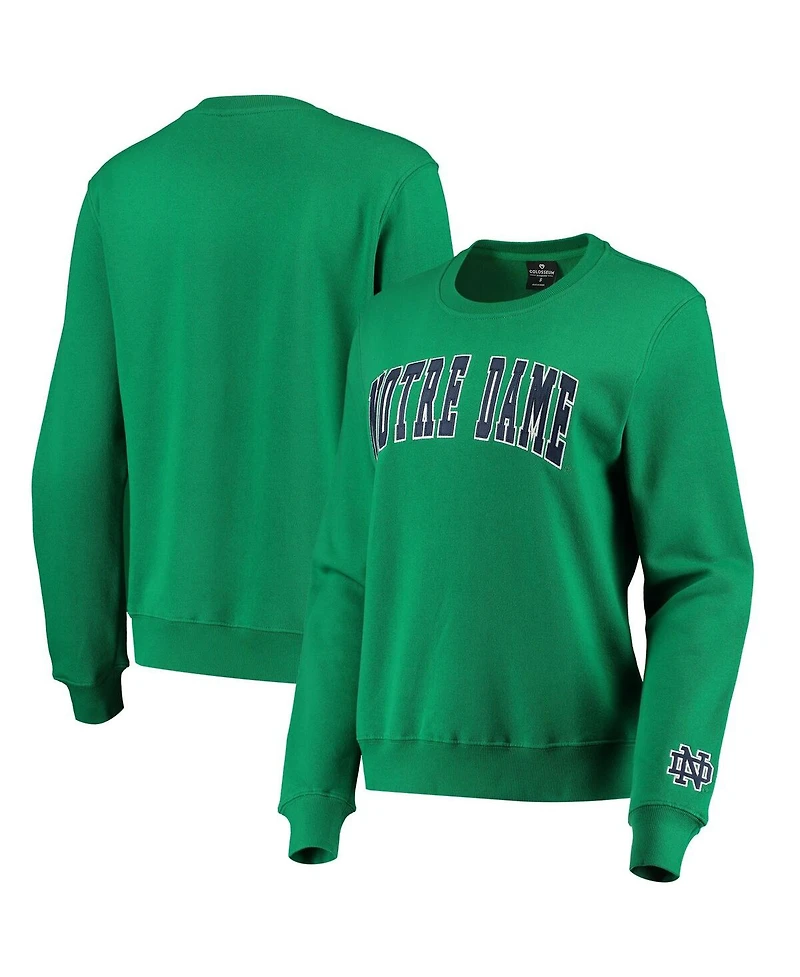 Women's Colosseum Green Notre Dame Fighting Irish Campanile Pullover Sweatshirt