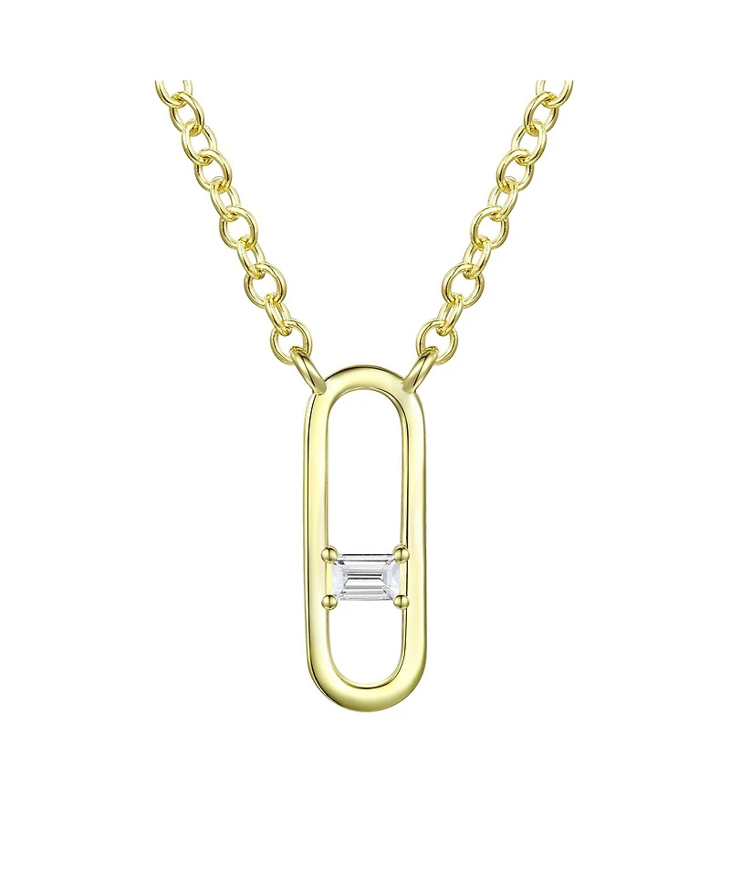 14K Gold Plated Baguette Cubic Zirconia Modern Necklace