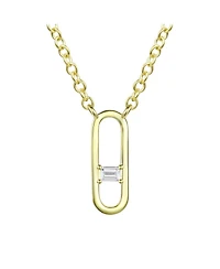 14K Gold Plated Baguette Cubic Zirconia Modern Necklace