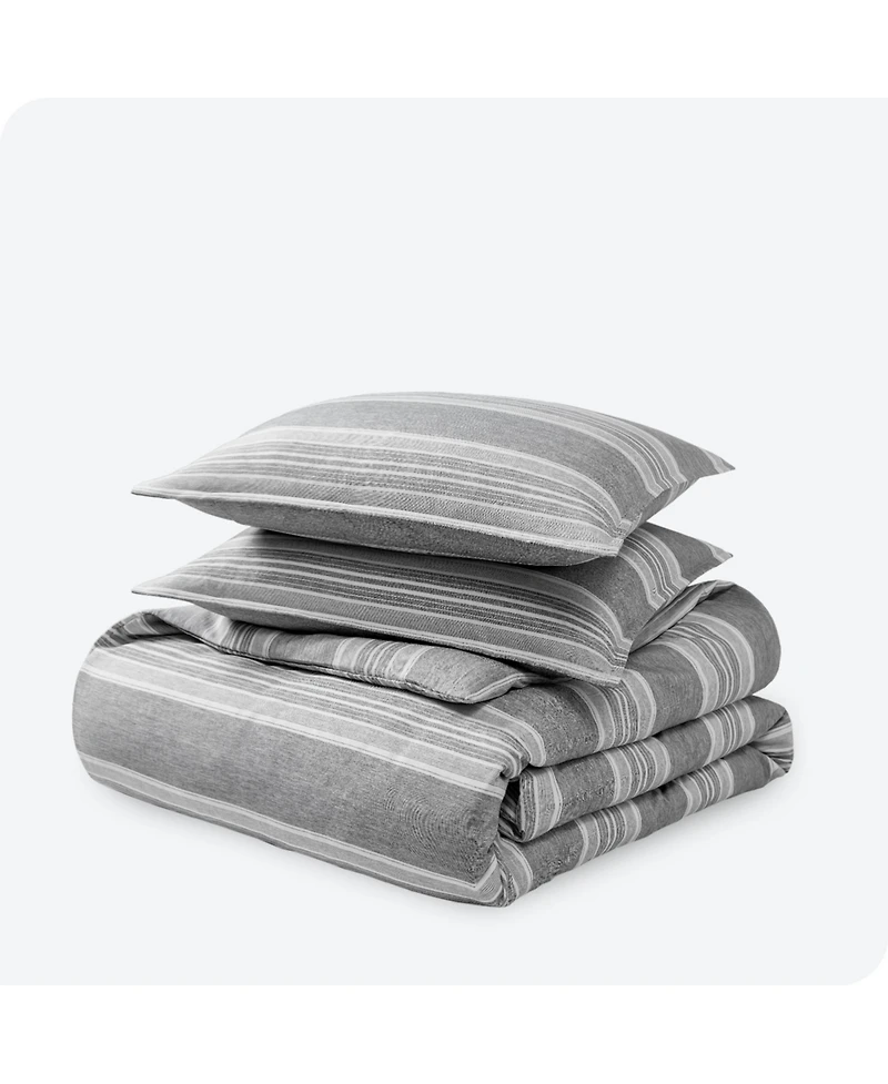 Bare Home Double Brushed Duvet Cover Set Queen - Stripe