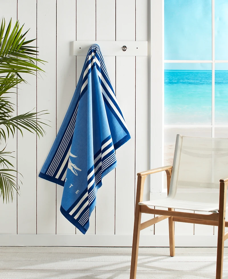 Lacoste Home Oki Striped Cotton Beach Towel