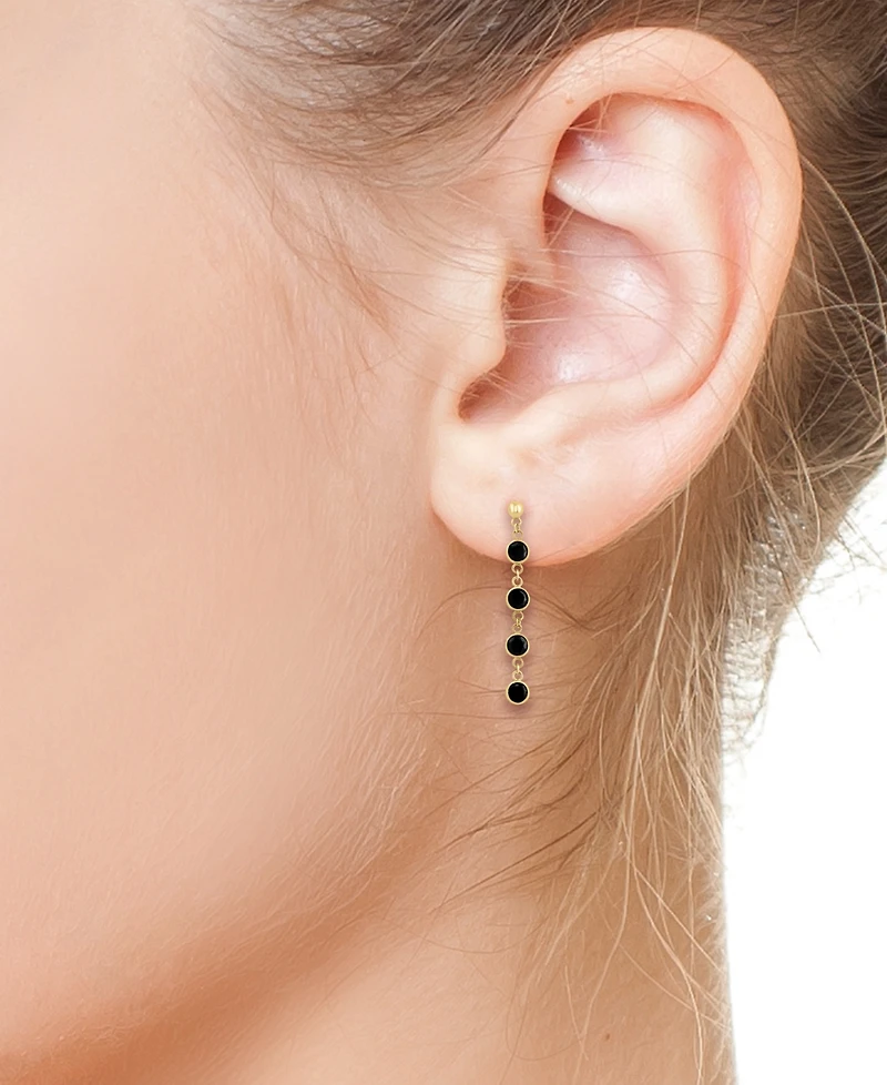 Effy Onyx Bezel Linear Chain Drop Earrings in 14k Gold