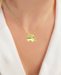 Cubic Zirconia & Lab-Grown Green Nano (1/10 ct. t.w.) Good Luck Baby Elephant Pendant Necklace, 16" + 2" extender