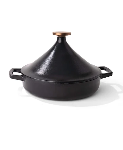 Alva Nori 3Qt Enameled Cast Iron Authentic Moroccan Tagine with Bronze Gold Knob