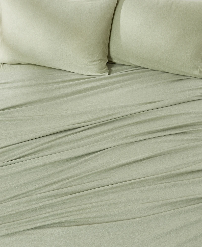 Premium Comforts Heathered Melange T-shirt Jersey Knit Cotton Blend 4 Piece Sheet Set, California King