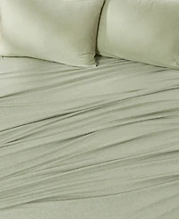 Premium Comforts Heathered Melange T-shirt Jersey Knit Cotton Blend 4 Piece Sheet Set, California King