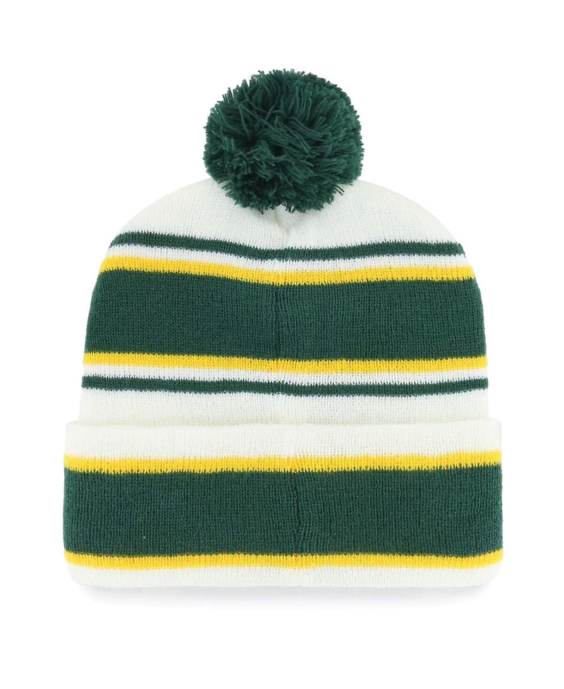 Youth Boys and Girls '47 Brand White Green Bay Packers Stripling Cuffed Knit Hat with Pom
