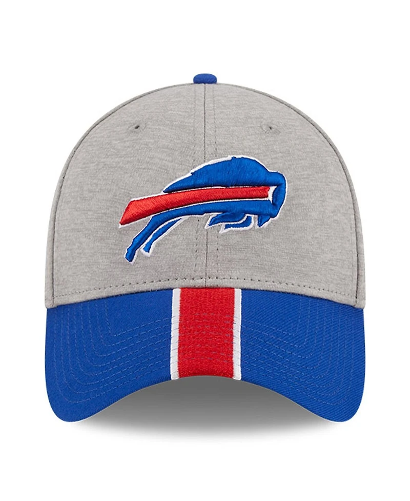 Men's New Era Heather Gray, Royal Buffalo Bills Striped 39THIRTY Flex Hat