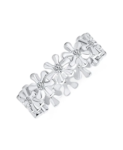 Bling Jewelry Timeless Cubic Zirconia Cz Tiny Star Round Flower Eternity Band Ring Sterling Silver