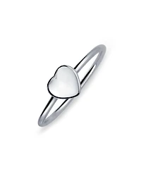 Bling Jewelry Tiny Minimalist Blank Plain Flat Heart Shape Signet Ring Sterling Silver