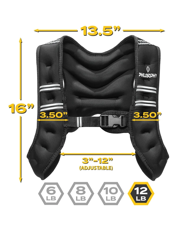 Philosophy Gym Weighted Workout Vest 12 Lb, Strength Training Fitness Body Weight Vest
