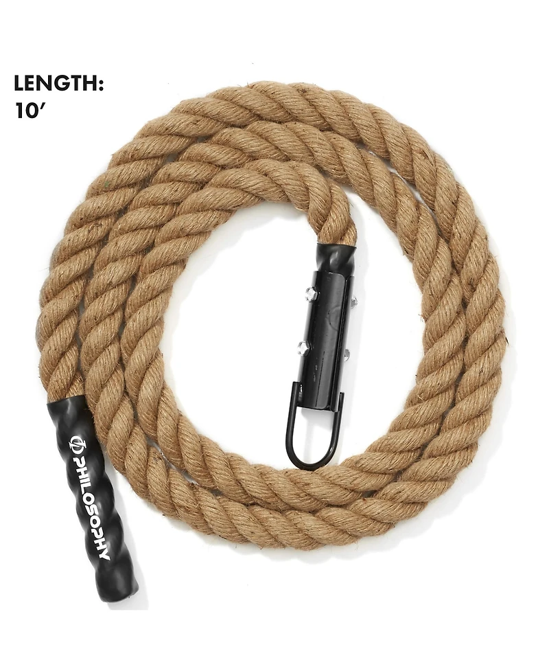 Philosophy Gym 10 ft. Indoor / Outdoor Exercise Climbing Rope - 1.5 Inch Diameter