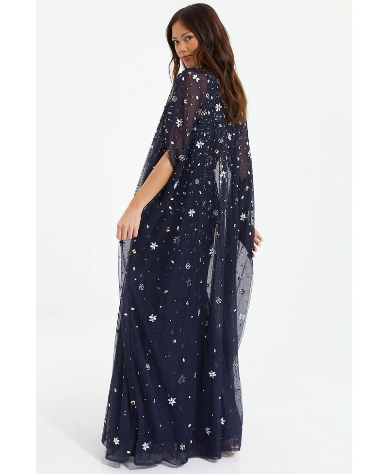 Quiz Women's Beaded 2-In-1 Cape And Evening Dress