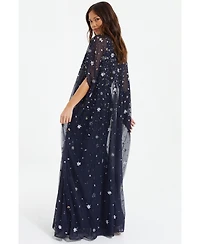 Quiz Women's Beaded 2-In-1 Cape And Evening Dress