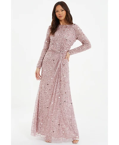 Quiz Women's Embellished Twist Detail Evening Dress