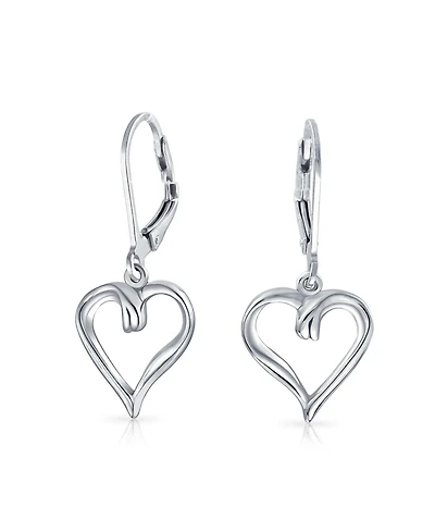 Bling Jewelry Delicate Open Heart Shaped Dangle Earrings Rose Gold Plated Sterling Silver