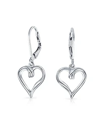 Bling Jewelry Delicate Open Heart Shaped Dangle Earrings Rose Gold Plated Sterling Silver