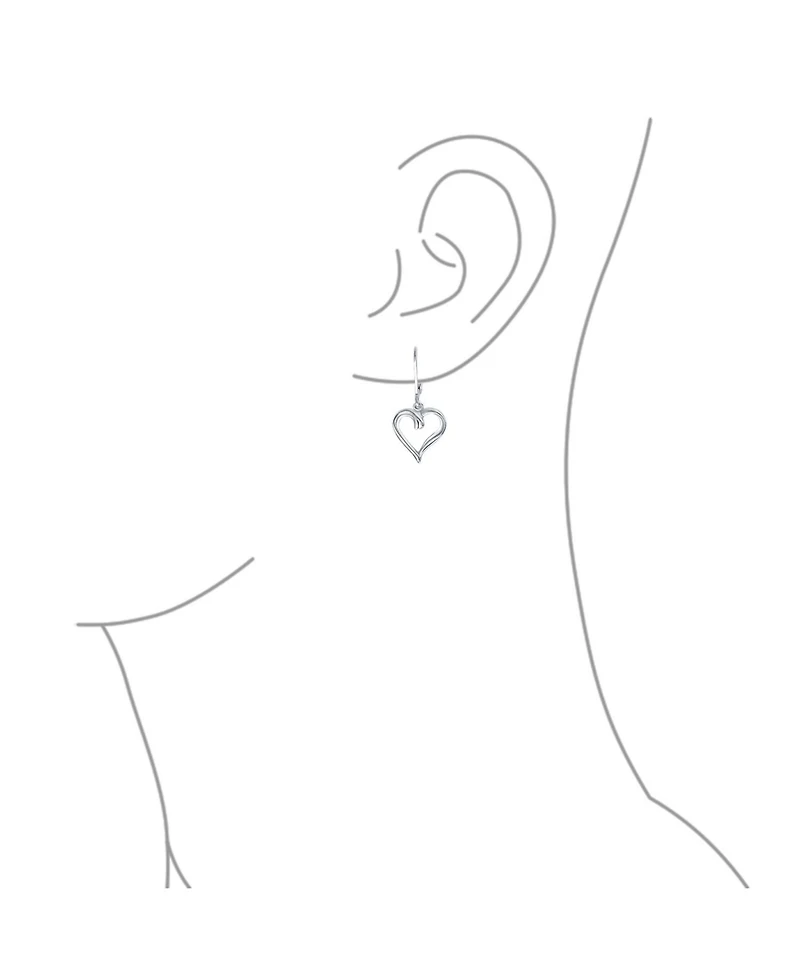 Bling Jewelry Delicate Open Heart Shaped Dangle Earrings Rose Gold Plated Sterling Silver