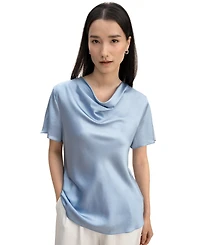 Lilysilk Women's Cowl Neck Short Sleeves Silk T-Shirt