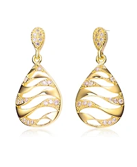 Unique Sterling Silver Clear Round Cubic Zirconia Drop Earrings