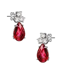 Sterling Silver White Gold Plated with Cubic Zirconia Pear Drop Earrings