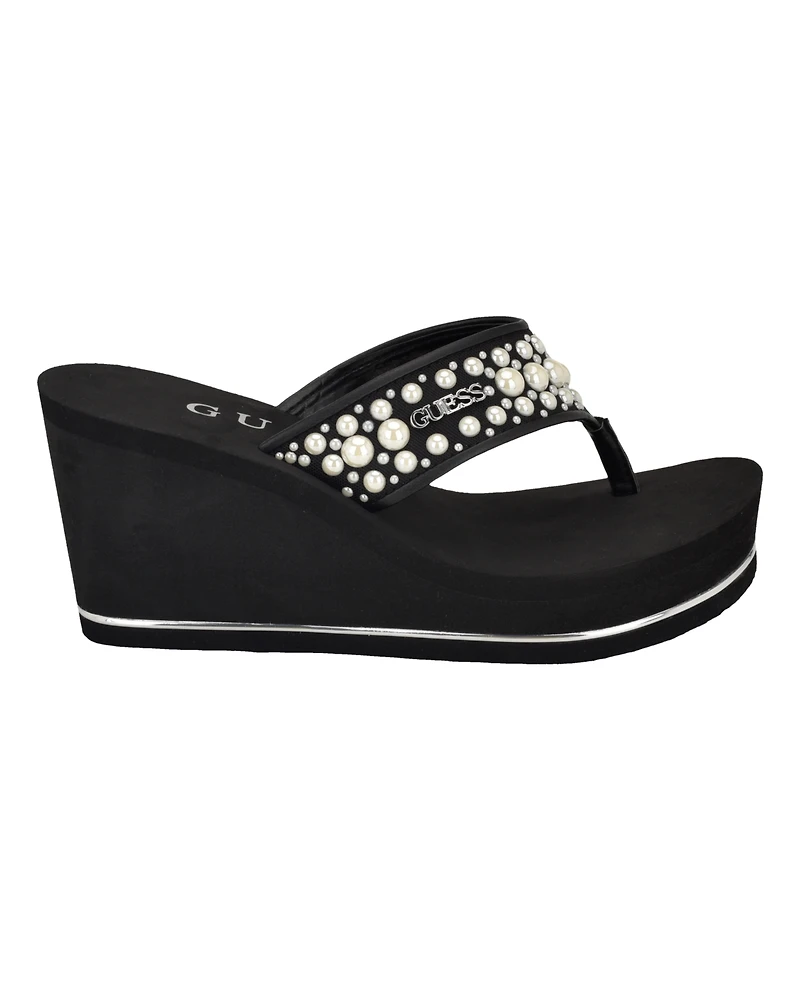Guess Women's Silus Embellished Platform Wedge Sandals