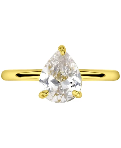 Cubic Zirconia Pear Solitaire Engagement Ring 14k Gold-Plated Sterling Silver