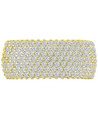 Black Cubic Zirconia Pave Wide Seven Row Statement Ring (Also White Zirconia)