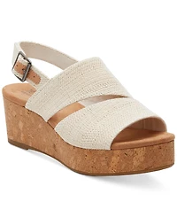 Toms Women's Claudine Slingback Cork Wedge Platform Sandals
