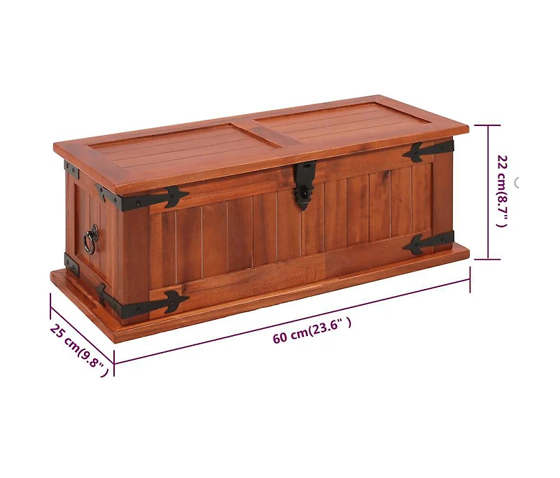 Storage Chest 23.6"x9.8"x8.7" Solid Acacia Wood