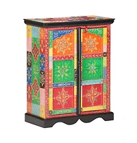 Hand Painted Sideboard 23.6"x11.8"x29.5" Solid Mango Wood